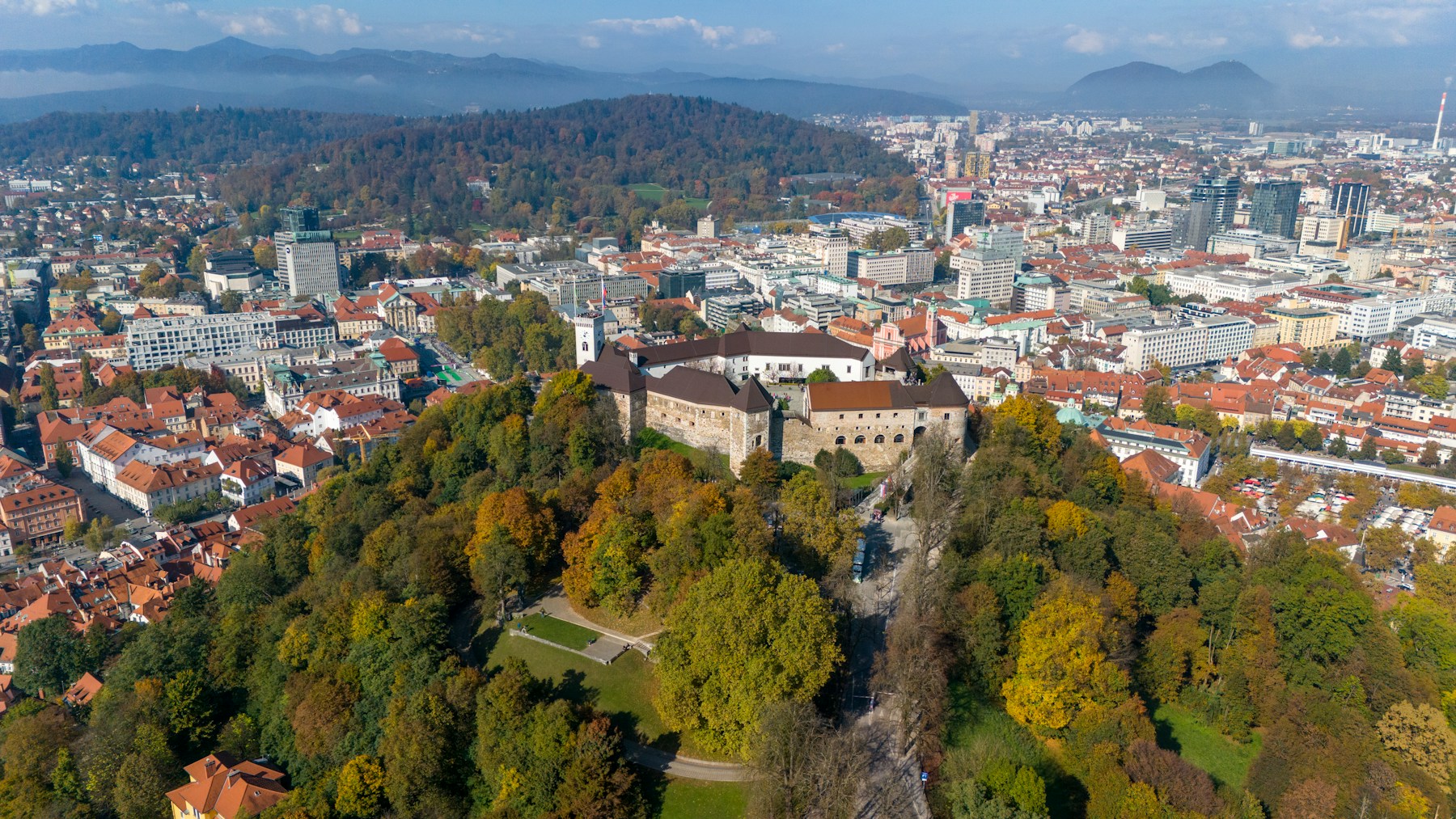 Ljubljana Castle above the city in autumn