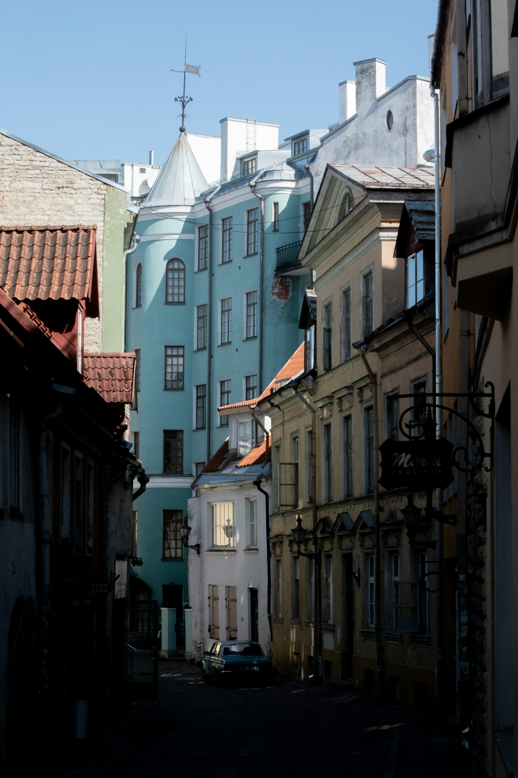 A quiet cobbled lane in Tallinn's old town
